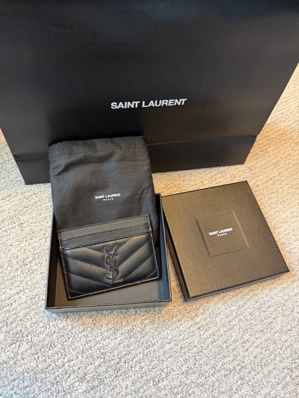 Saint Laurent Black Quilted Leather YSL Card Case